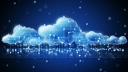 Cloud computing technology concept background, clouds in a network illustration