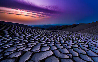Naklejka premium sunset over the desert with Generative AI technology