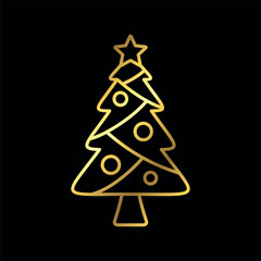 Gold Color Christmas Decoration Icon Vector Template