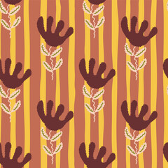 Unusual flower seamless pattern in simple style. Cute stylized flowers background.