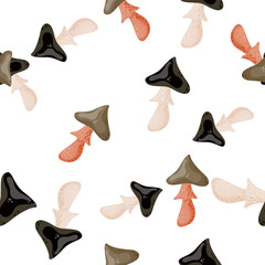 Psychedelic mushrooms seamless pattern. Magical fly agaric wallpaper.