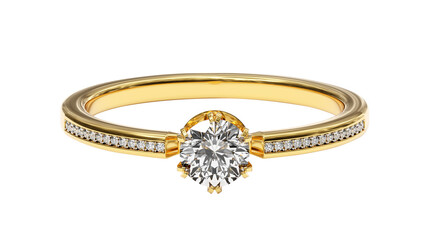 Golden diamond ring transparent background