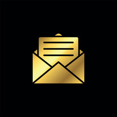 Gold Color Trendy Envelope Icon Vector Template