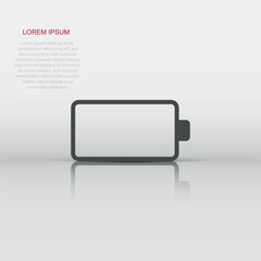 Naklejka premium Battery charge icon in flat style. Power level vector illustration on white isolated background. Lithium accumulator business concept.
