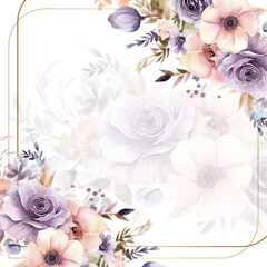 Colorful wild flower background with watercolor