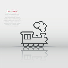 Metro icon in flat style. Train subway vector illustration on white isolated background. Railroad cargo business concept.