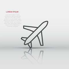 Plane icon in flat style. Airplane vector illustration on white isolated background. Flight airliner business concept.