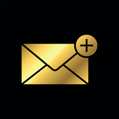 Gold Color Trendy Envelope Icon Vector Template