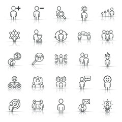 People leadership icon set in line style. Person collection vector illustration on white isolated background. User teamwork business concept.