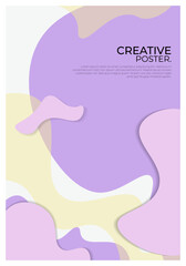 Creative Fluid Style Poster Set. Dynamic 3D Shapes On Light Background.