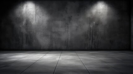 Dark concrete empty room. Modern architecture design. Urban textured background dark grunge interior