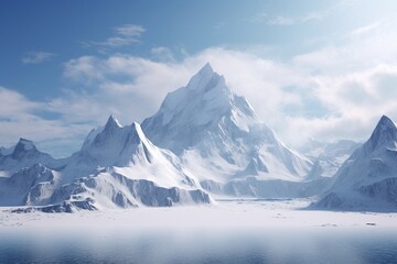 Fototapeta na wymiar Snow covered mountain landscape photography, Generative AI