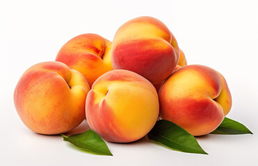 Fototapeta na wymiar Peaches on a white background