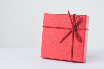 red gift box on white background