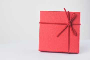 red gift box on white background