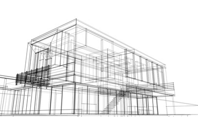 house building sketch architectural 3d illustration