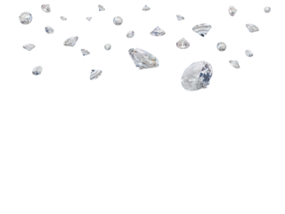 Lots of shiny diamonds falling on. transparent background