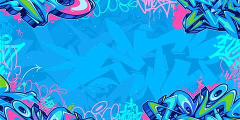 Colorful Abstract Urban Style Hiphop Graffiti Street Art Vector Illustration Background Template - obrazy, fototapety, plakaty