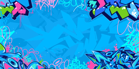 Colorful Modern Abstract Urban Style Hiphop Graffiti Street Art Vector Illustration Background Template