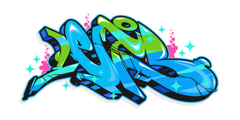 Colorful Abstract Urban Graffiti Street Art Word Lets Lettering Vector Illustration Template Element - obrazy, fototapety, plakaty