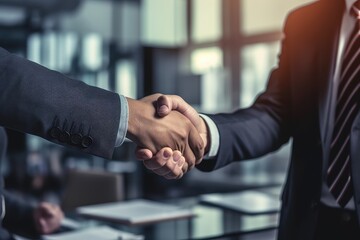 Unrecognizable businessmen shaking hands, AI Generated
