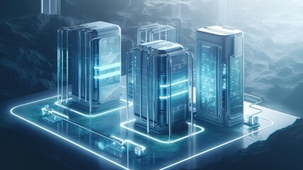 A futuristic illustration of a hydrogen fuel cell power station