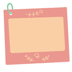 Paper notes, notebook pages, stickers and photo card frame. Paper notes and pastel card