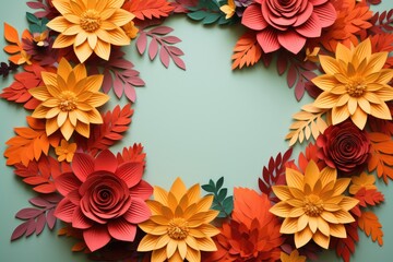 Fototapeta premium Colorful paper flower heads isolated on white, AI Generated