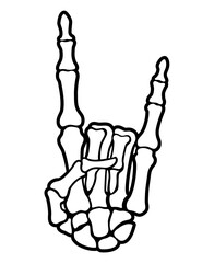 Skeleton finger Rock and Roll Devil Horns hand sign illustrations