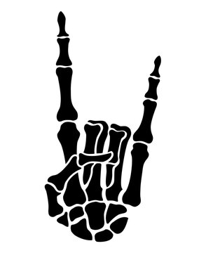 Skeleton finger Rock and Roll Devil Horns hand sign illustrations