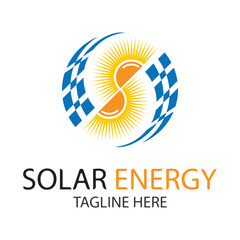 sun solar energy logo design template illustration