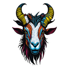Goat head colorful concept in isolated vector illustration on white background