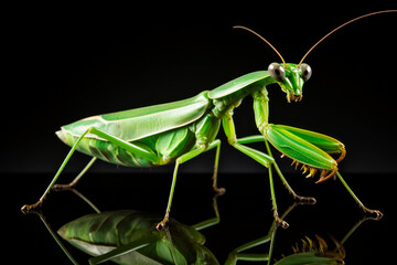 Beautiful green praying mantis. Generative AI