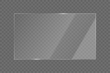 Transparent shiny glass plate vector illustration on a transparent background