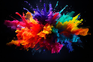 Explosion of multi-colored paints. Generative AI