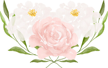 Watercolor pink flower bouquet. Design element with floral theme.