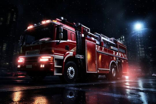 Fire Brigade Truck. Generative AI