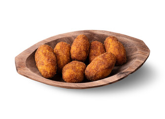 Typical brazilian jerked meat stuffed snack on a plate isolated over white background