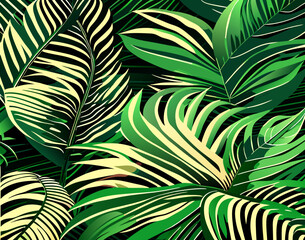 Fototapeta na wymiar Plant Leaves Background, Floral Tropical Pattern For Wallpaper. Generative AI