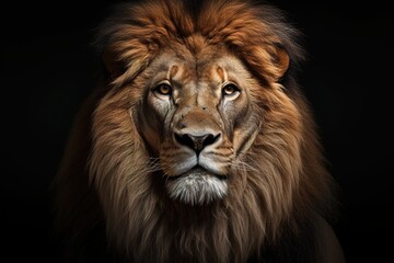 Fototapeta na wymiar lion on a black background. Generative ai