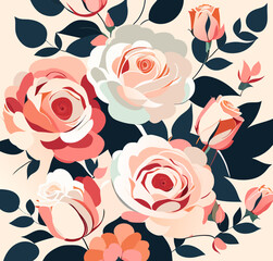 Draw a charming combination of watercolors of flowers and leaves