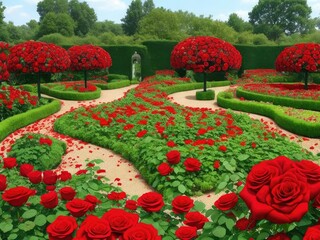 Red colored rose beautiful garden.