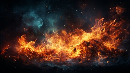 Fototapeta na wymiar Fire flames on a black background. Generative AI
