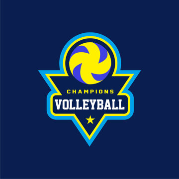 Volleyball logo icon design, sports badge template. Vector illustration