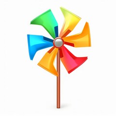 Photo of a vibrant pinwheel spinning against a clean white backdrop .generative ai