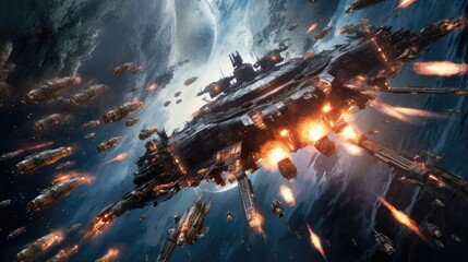 Space Armada Battle Witness the Epic Clash of Interstellar Forces in a Breathtaking Image
