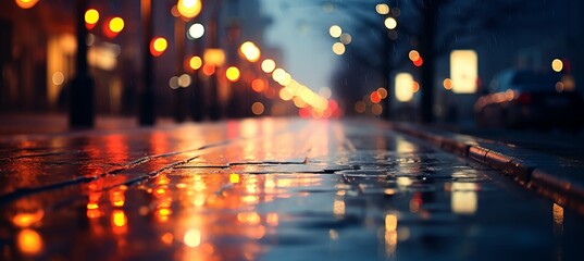 Obraz premium Defocused bright night street melancholic background. Generative AI technology.