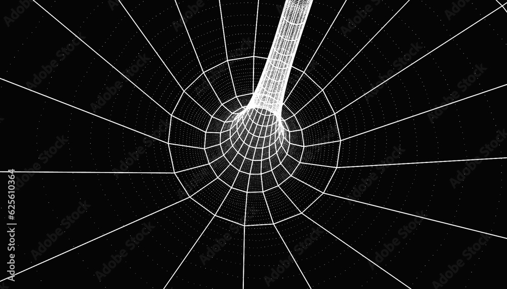 Poster 3d tunnel with wireframe. background that is abstract for a vector presentation. internet network te