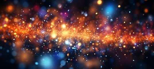 Fototapeta premium Colorful glitter lights sparkle bokeh dark background. Generative AI technology.