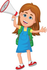 cute school girl holding a megaphone